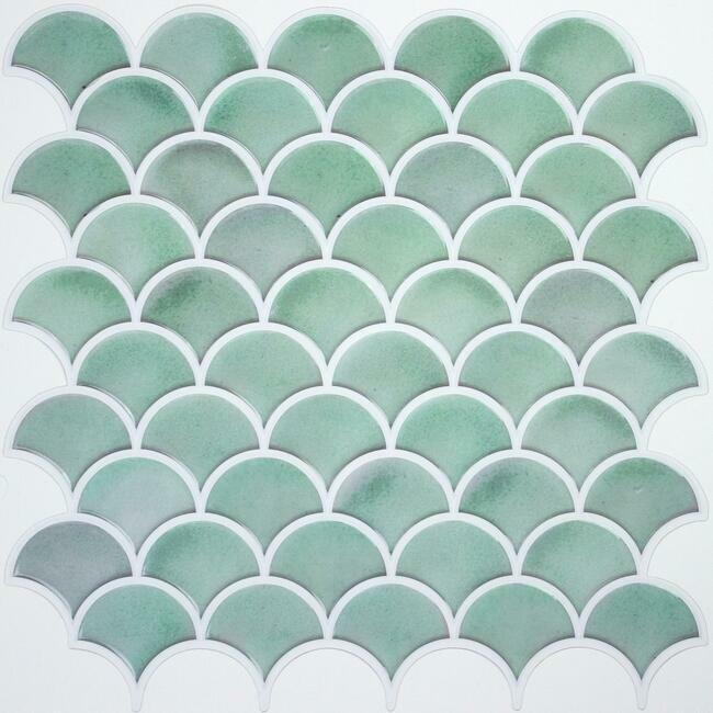Aqua Scallop Peel and Stick Backsplash Peel and Stick Backsplash RoomMates   