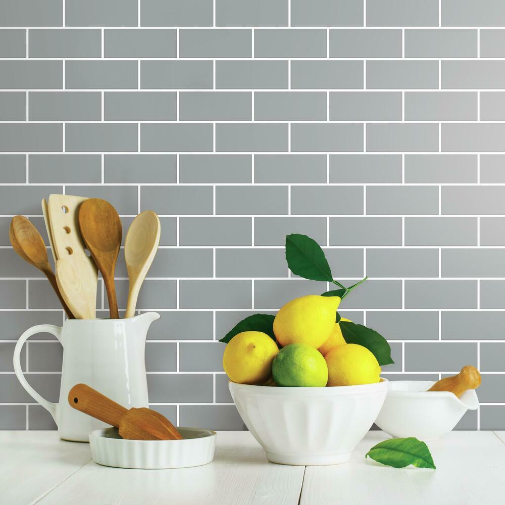Gray Subway Peel and Stick Backsplash Peel and Stick Backsplash RoomMates   