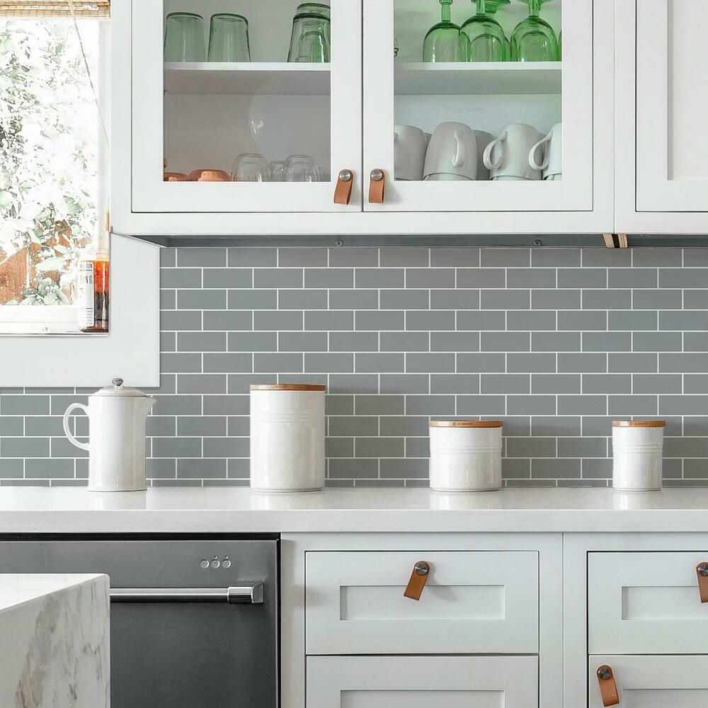 Gray Subway Peel and Stick Backsplash Peel and Stick Backsplash RoomMates   