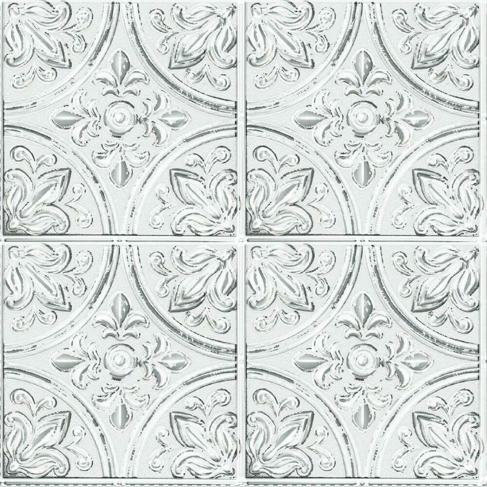 White Tin Peel and Stick Tile Backsplash Peel and Stick Backsplash RoomMates   