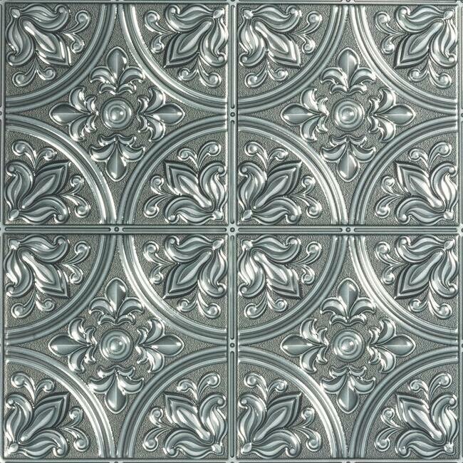 Silver Tin Peel and Stick Tile Backsplash Peel and Stick Backsplash RoomMates   