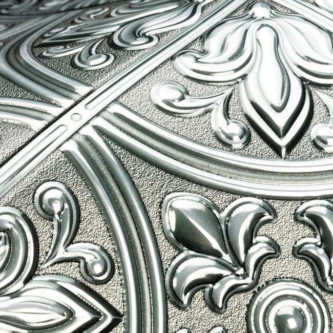 Silver Tin Peel and Stick Tile Backsplash Peel and Stick Backsplash RoomMates   