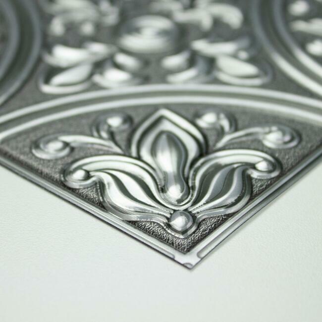 Silver Tin Peel and Stick Tile Backsplash Peel and Stick Backsplash RoomMates   