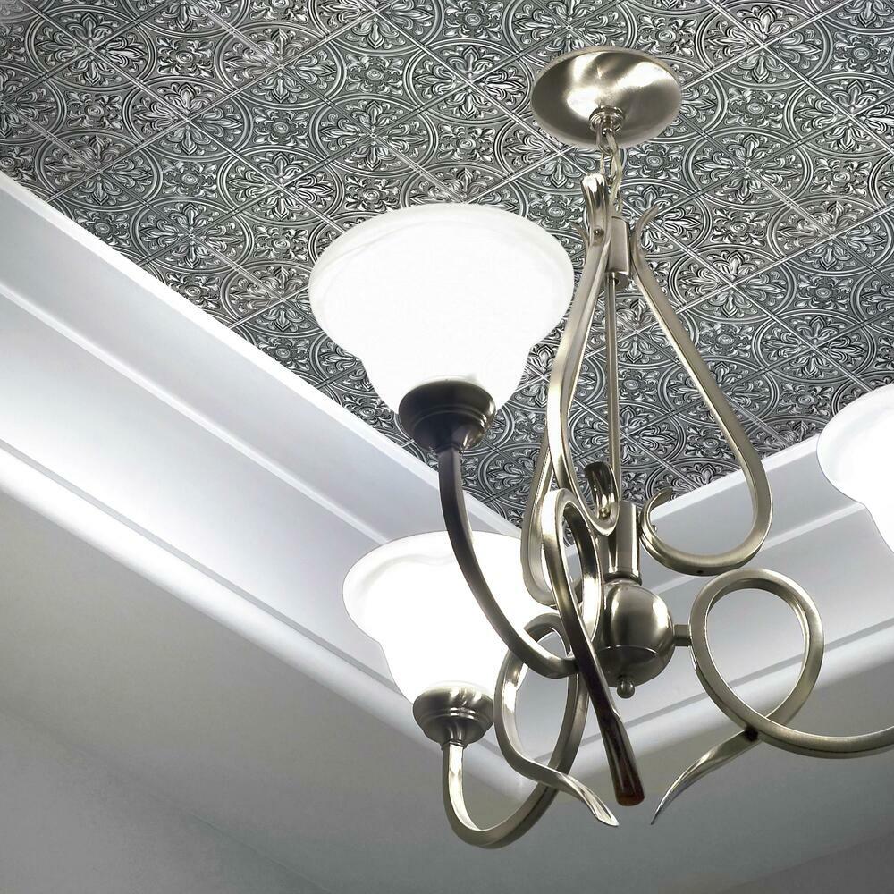 Silver Tin Peel and Stick Tile Backsplash Peel and Stick Backsplash RoomMates   