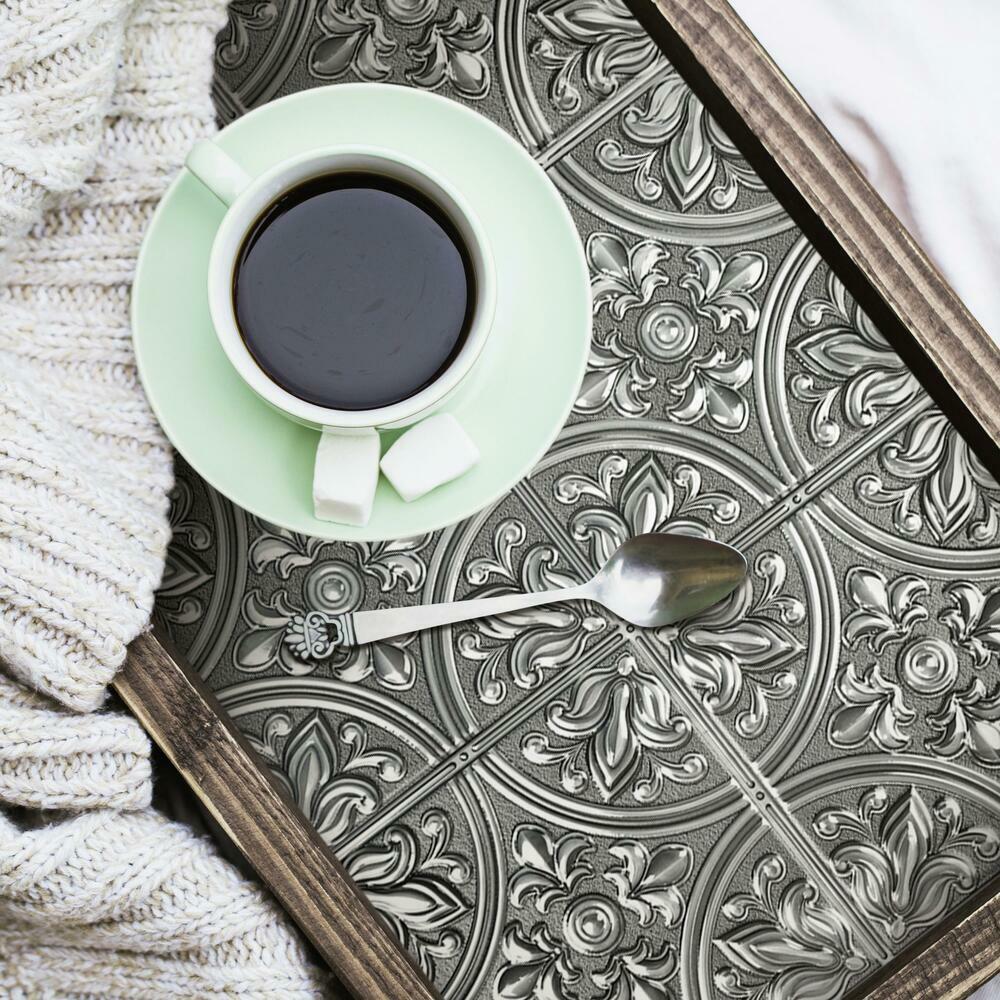 Silver Tin Peel and Stick Tile Backsplash Peel and Stick Backsplash RoomMates   