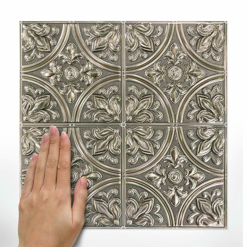 Gold Tin Peel and Stick Tile Backsplash Peel and Stick Backsplash RoomMates   