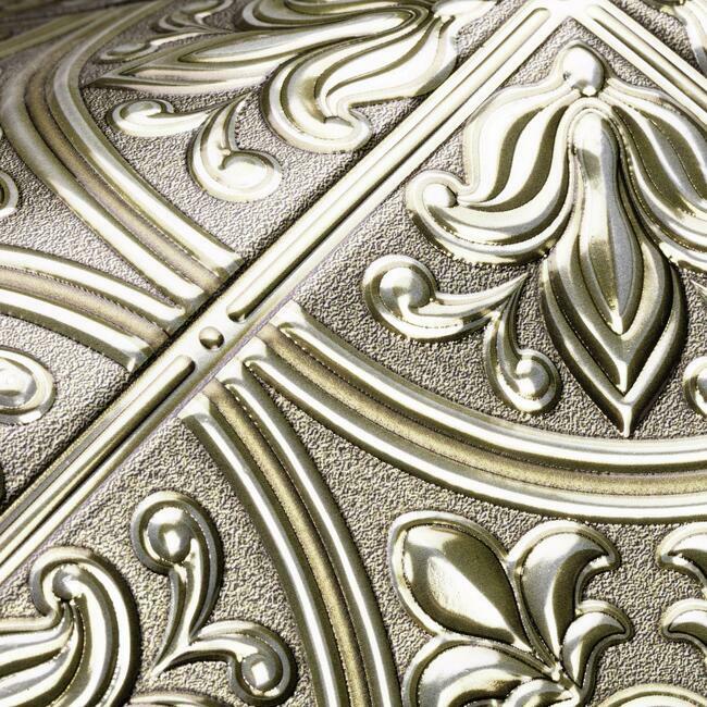 Gold Tin Peel and Stick Tile Backsplash Peel and Stick Backsplash RoomMates   