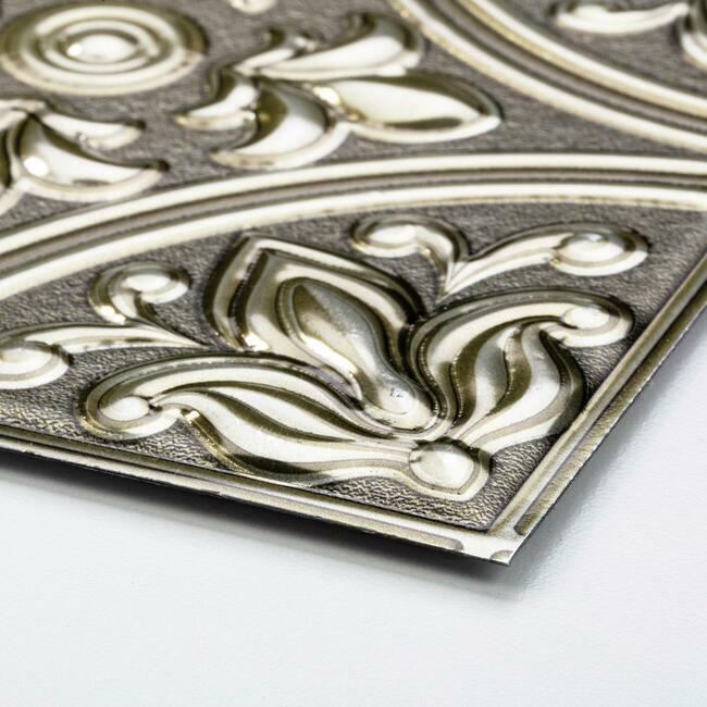 Gold Tin Peel and Stick Tile Backsplash Peel and Stick Backsplash RoomMates   
