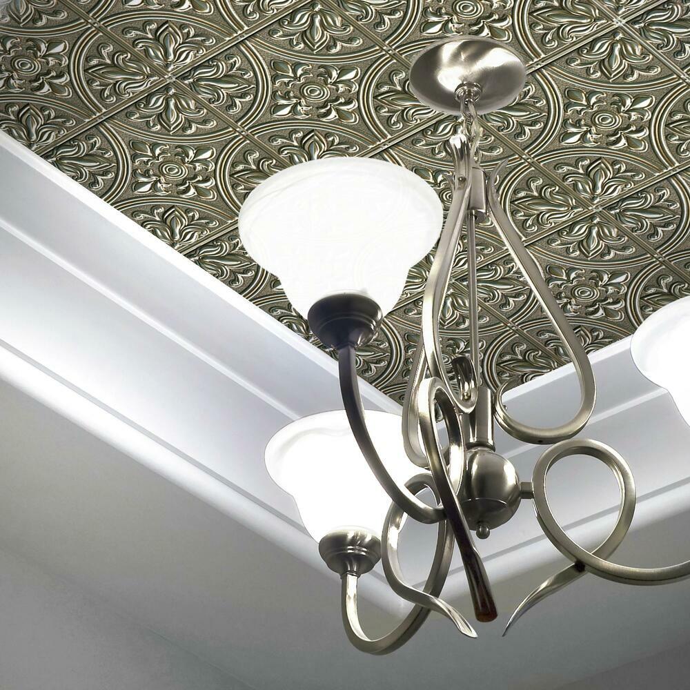 Gold Tin Peel and Stick Tile Backsplash Peel and Stick Backsplash RoomMates   