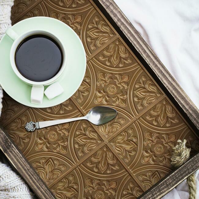 Copper Tin Tile Peel and Stick Backsplash Peel and Stick Backsplash RoomMates   
