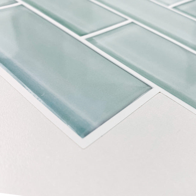 Aqua Seaglass Subway Peel And Stick Sticktile Peel and Stick Backsplash RoomMates   