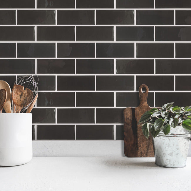 Charcoal Seaglass Peel and Stick Backsplash Peel and Stick Backsplash RoomMates   