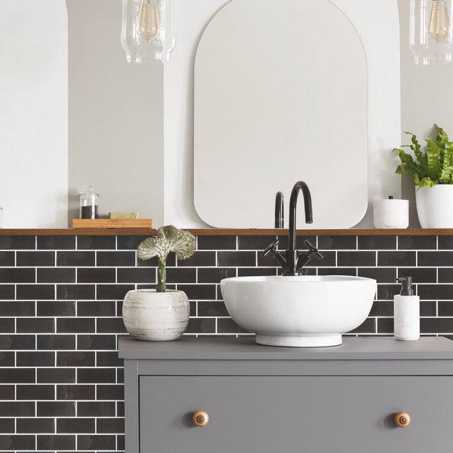 Charcoal Seaglass Peel and Stick Backsplash Peel and Stick Backsplash RoomMates   