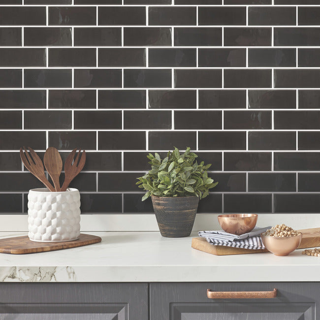 Charcoal Seaglass Peel and Stick Backsplash Peel and Stick Backsplash RoomMates   