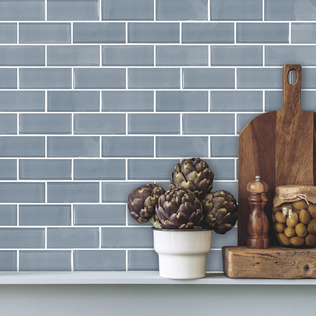 Blue Seaglass Peel and Stick Backsplash Peel and Stick Backsplash RoomMates   