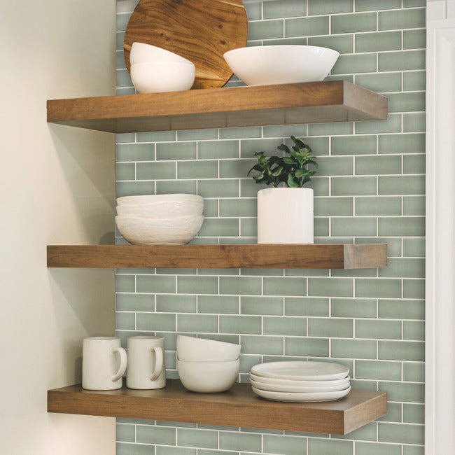Sage Green Ceramic Peel and Stick Backsplash Peel and Stick Backsplash RoomMates   