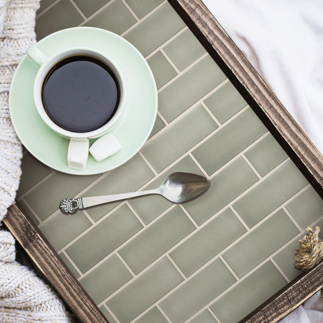 Sage Green Ceramic Peel and Stick Backsplash Peel and Stick Backsplash RoomMates   