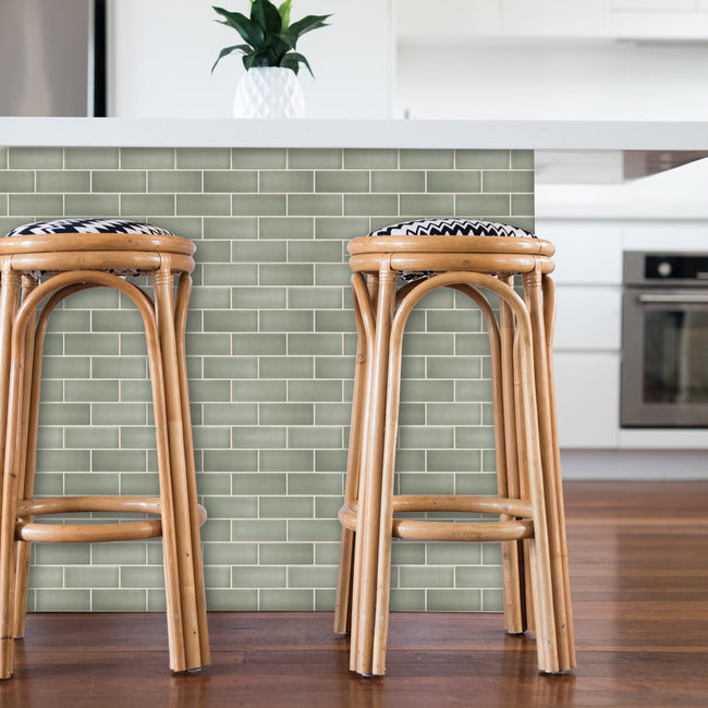 Sage Green Ceramic Peel and Stick Backsplash Peel and Stick Backsplash RoomMates   