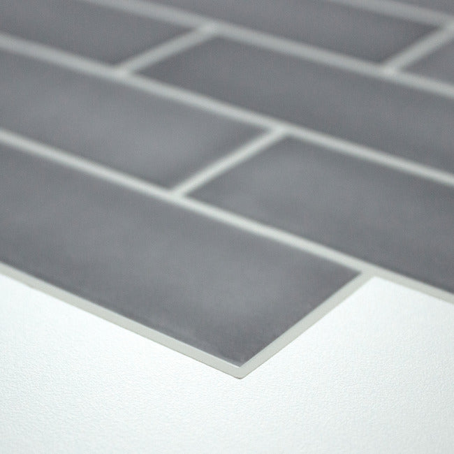 Dark Stone Gray Ceramic Peel and Stick Backsplash Peel and Stick Backsplash RoomMates   