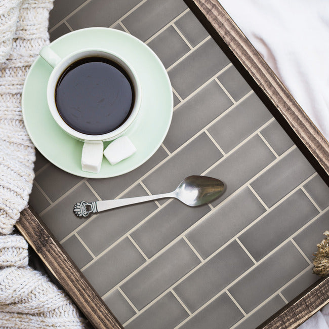 Dark Stone Gray Ceramic Peel and Stick Backsplash Peel and Stick Backsplash RoomMates   