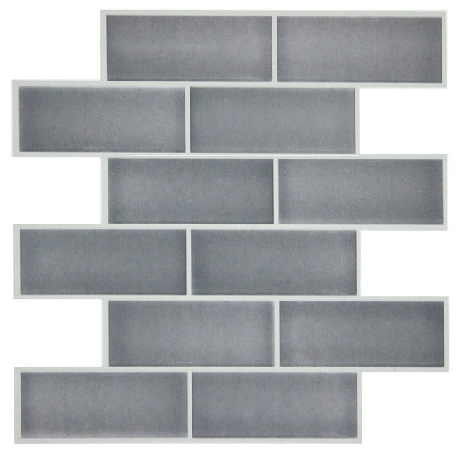 Dark Stone Gray Ceramic Peel and Stick Backsplash Peel and Stick Backsplash RoomMates   