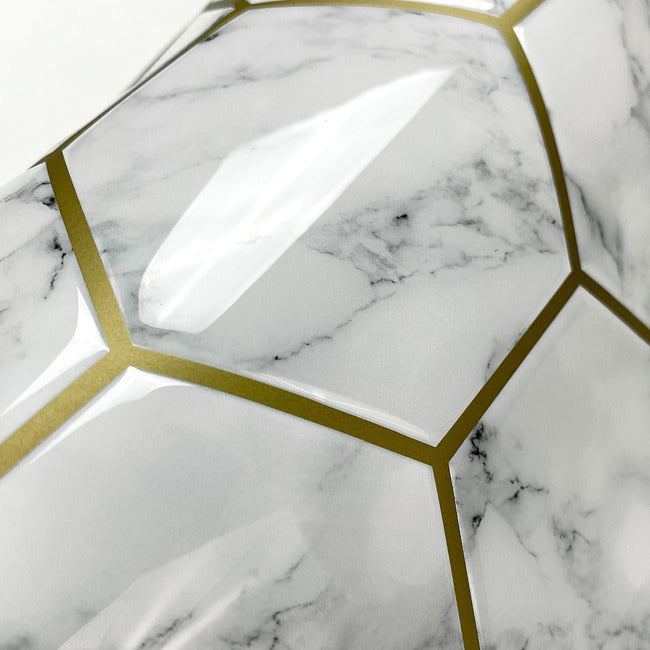 Cararra Marble And Gold Large Hexagon Peel and Stick Backsplash Peel and Stick Backsplash RoomMates   