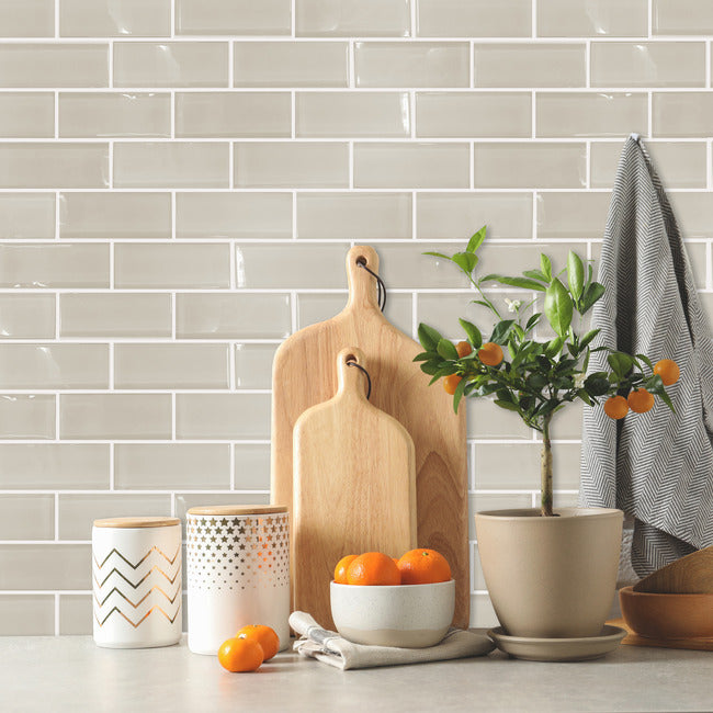 Taupe Seaglass Peel and Stick Backsplash Peel and Stick Backsplash RoomMates   