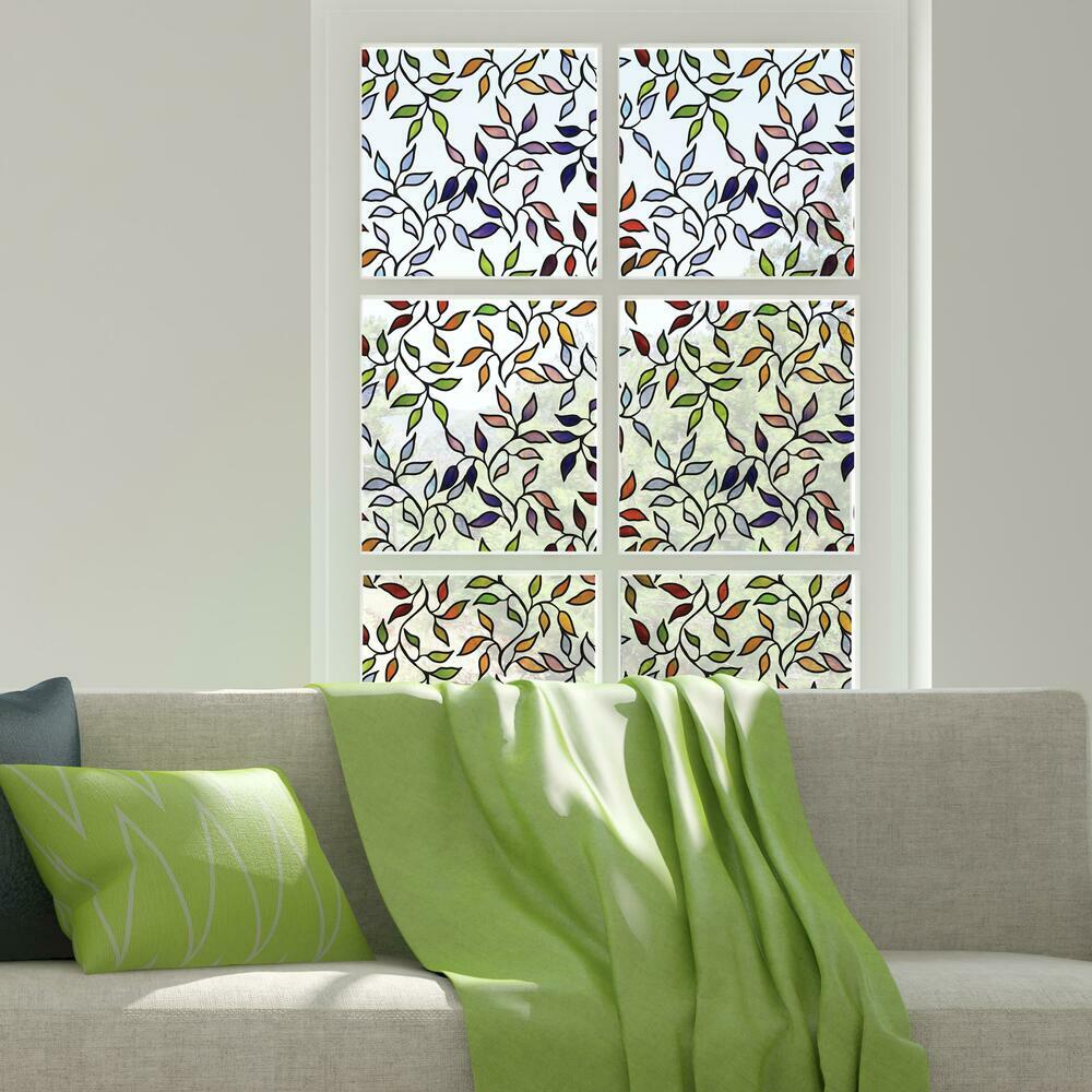 Stained Glass Leaves Window Film StickSHADES RoomMates   