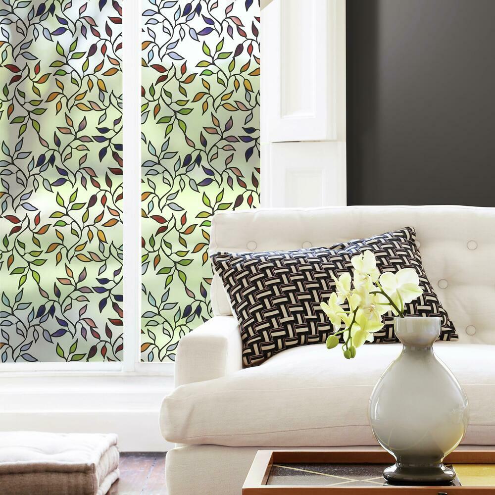 Stained Glass Leaves Window Film StickSHADES RoomMates   