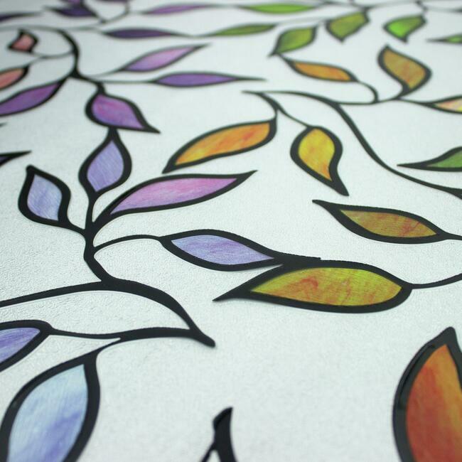 Stained Glass Leaves Window Film StickSHADES RoomMates   
