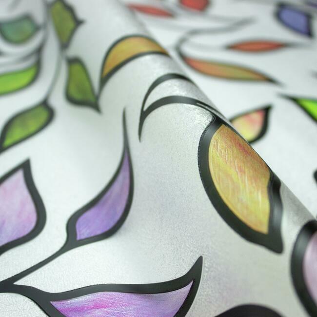 Stained Glass Leaves Window Film StickSHADES RoomMates   