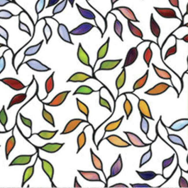 Stained Glass Leaves Window Film StickSHADES RoomMates   
