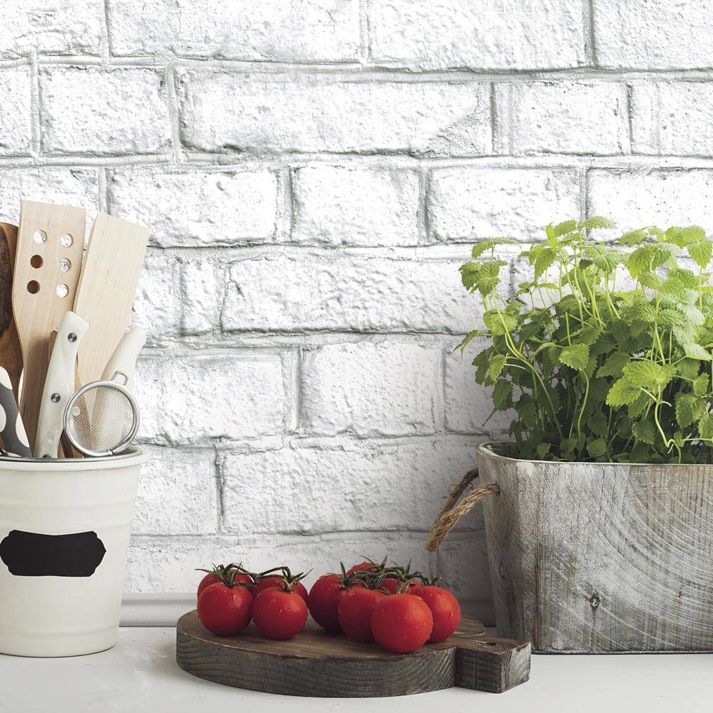 White Brick Peel and Stick Wallpaper Peel and Stick Wallpaper RoomMates   